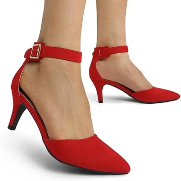 Classic Kitten Heel Low Heel Women Closed Pointed Toe Pumps Wedding Sexy Dress - Picture 2 of 6